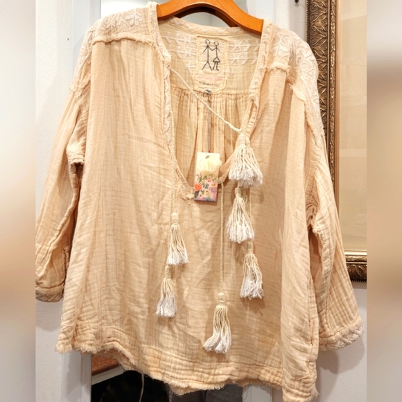 Johnny Was Tops - Johnny Was Prairie boho flowy cotton hippy blouse rare new with tags